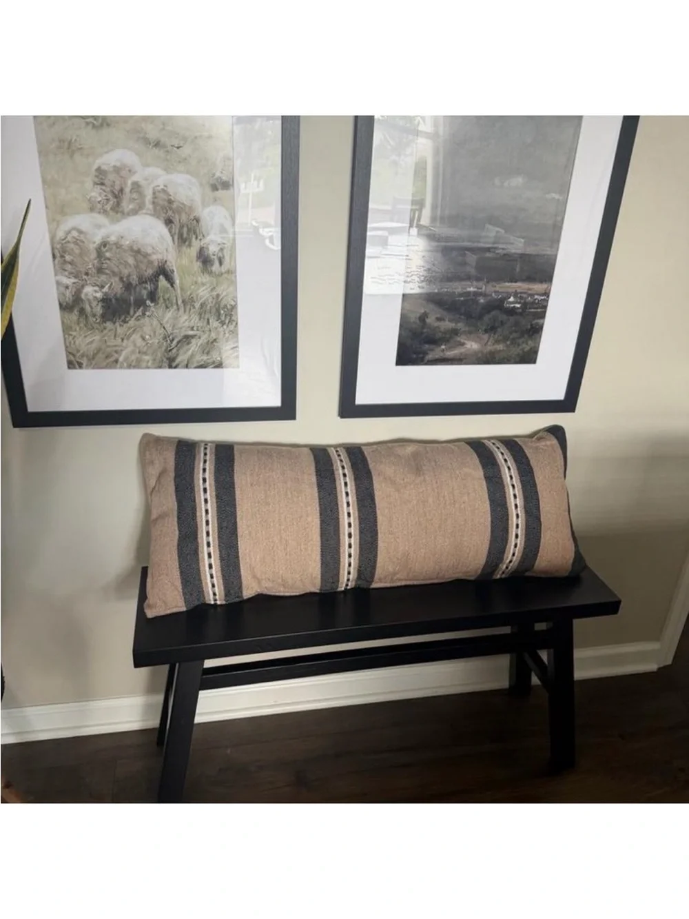 Oversized Lumbar Woven Stripe Pillow Neutral/Black - Threshold